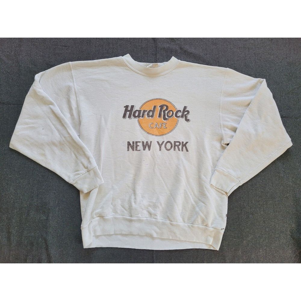 Vintage 80s Miner Oneita Power Sweats‎ Thrashed Hard Rock Cafe Crewneck Size XL